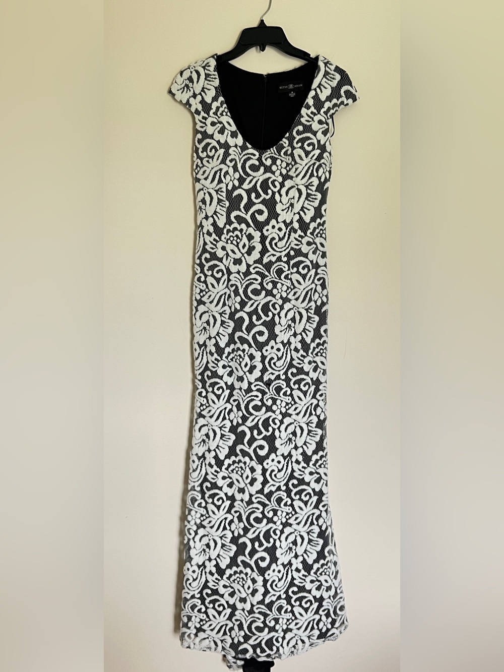 Black & White Floral Lace Maxi Dress